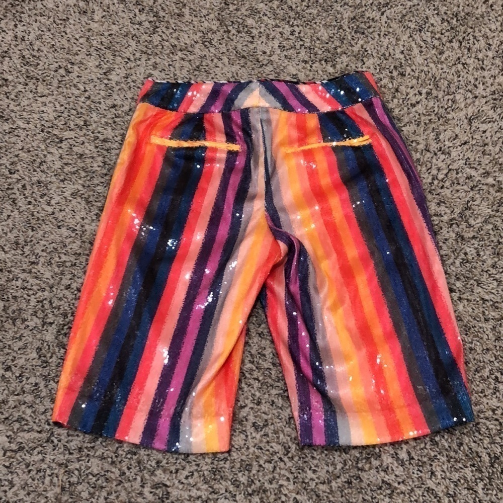 Le Superbe Epic Sequin Rainbow Striped Bermuda Shorts Size 0 - Picture 4 of 10